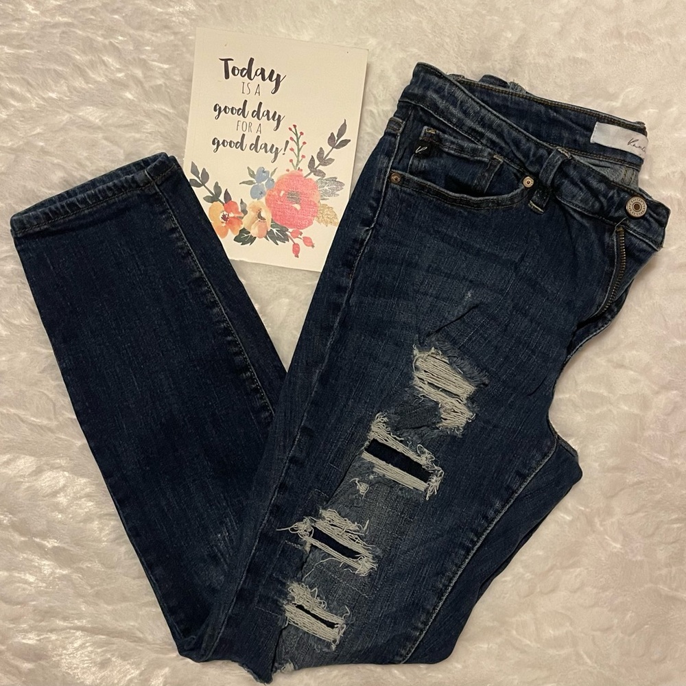 Kancan heavy distressed skinny jeans